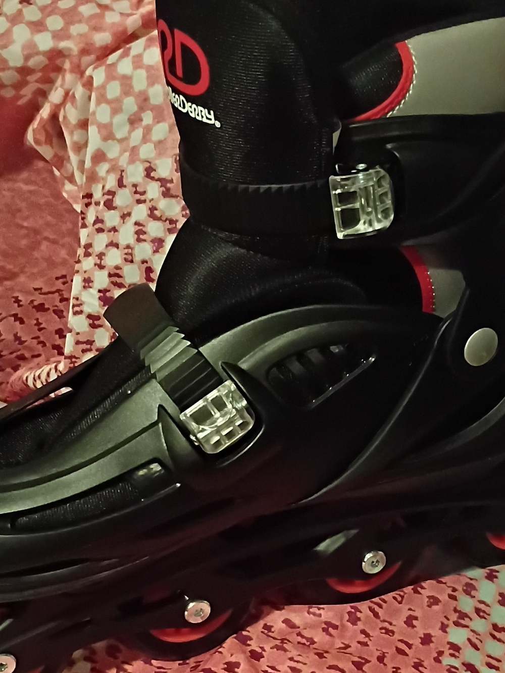 Black and Red Inline Roller Skate Boots